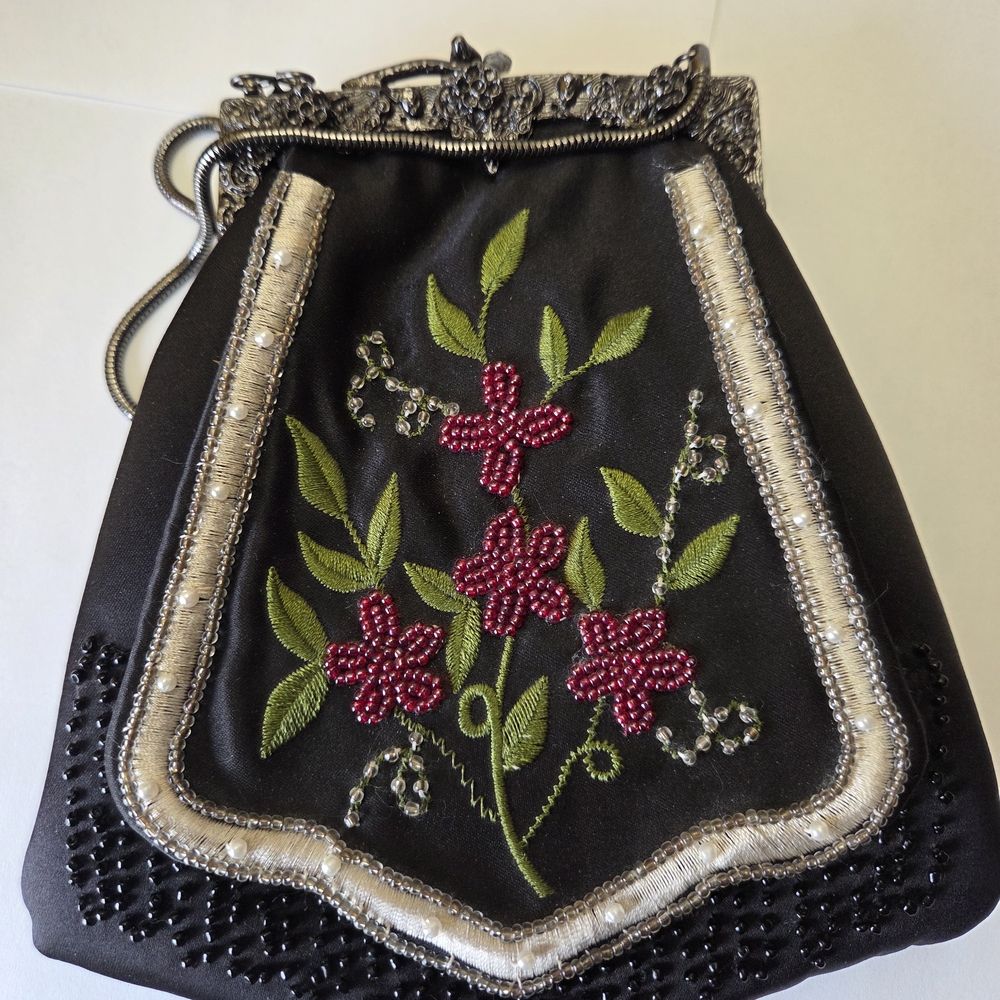 Sasha New York Embroidered Black Handmade Evening Bag Preloved